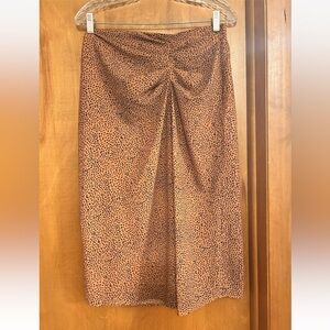 Women’s Nine West Cheetah Print Side Ruched Midi Skirt Size Small NWT